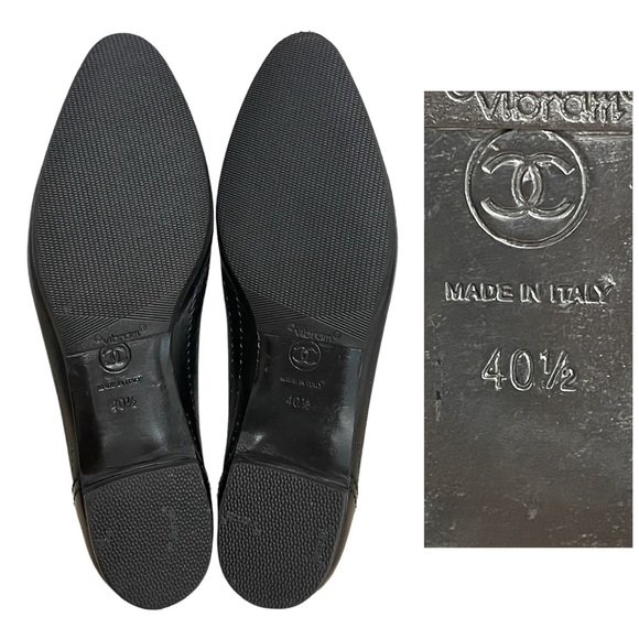 CHANEL Black CC Perforated Ballerina Flats Size EU 40.5 - Picture 11 of 13